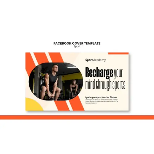 Flat design sport training facebook cover template