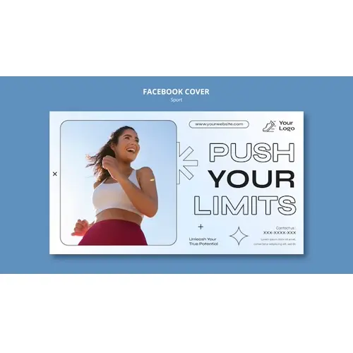 Flat design sport training facebook cover