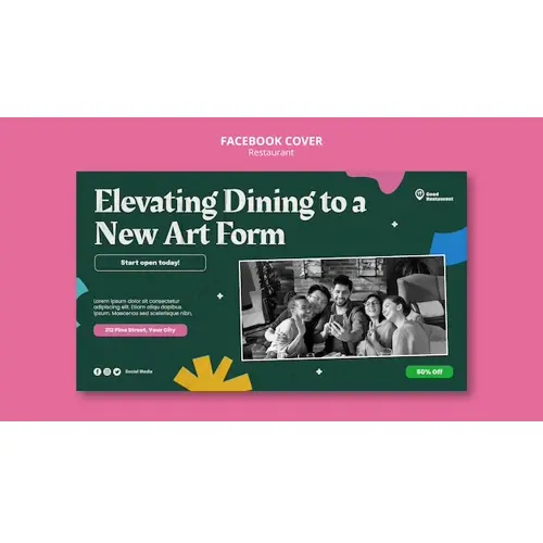 Flat design tasty food restaurant facebook cover