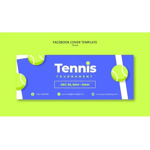 Flat design tennis game facebook cover