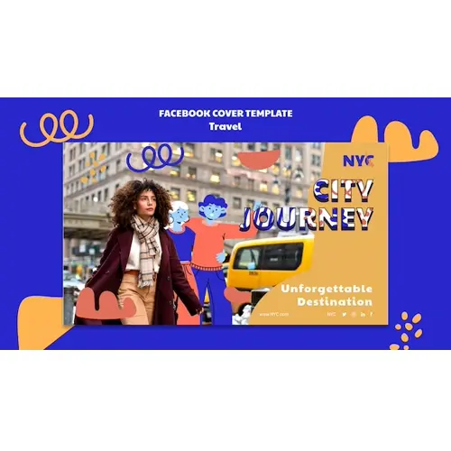 Flat design travel adventure facebook cover