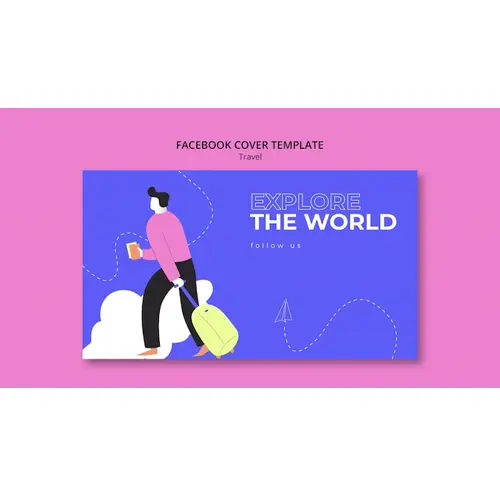 Flat design travel adventure facebook cover