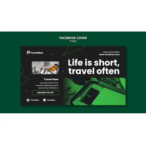 Flat design travel adventure facebook cover