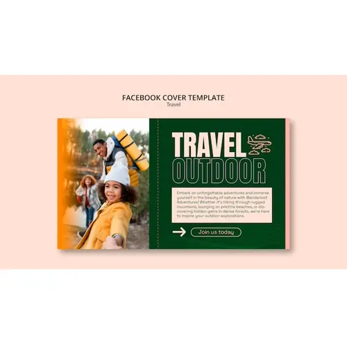 Flat design travel adventure facebook cover
