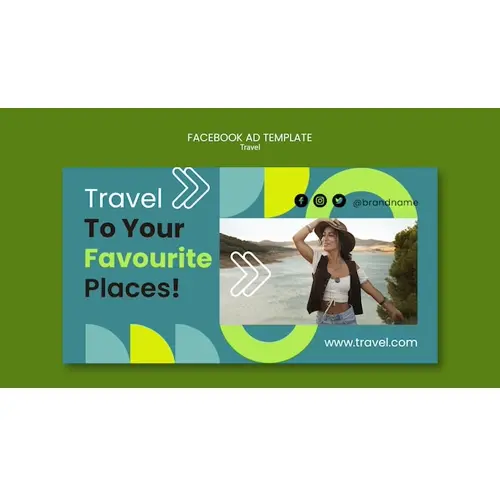 Flat design travel adventure facebook template