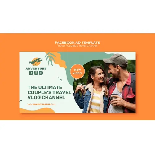 Flat design travel adventure facebook template
