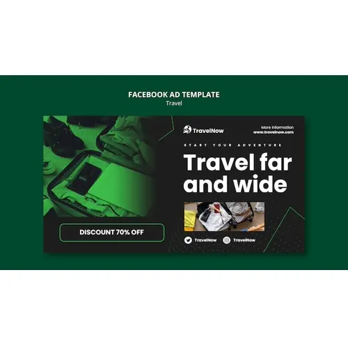Flat design travel adventure facebook template