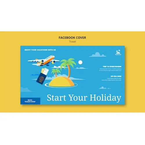 Flat design travel facebook cover template