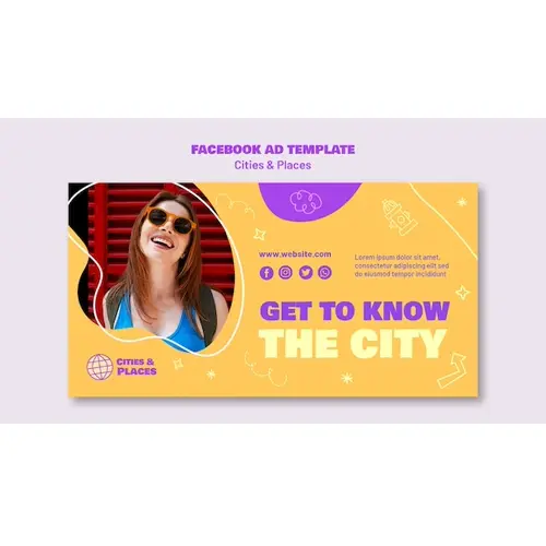 Flat design traveling adventure facebook template
