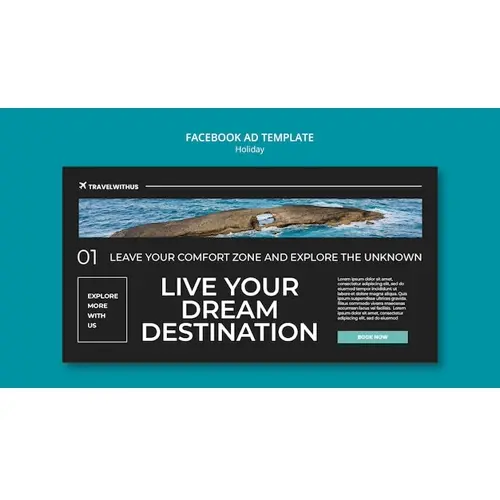Flat design traveling adventure facebook template