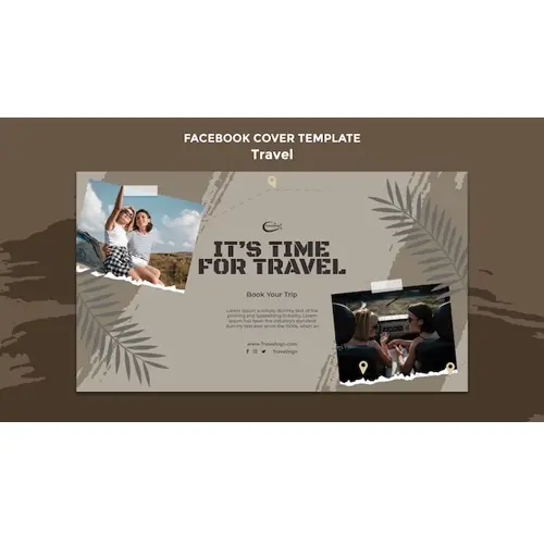 Flat design traveling concept facebook cover template