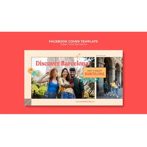 Flat design traveling facebook cover template