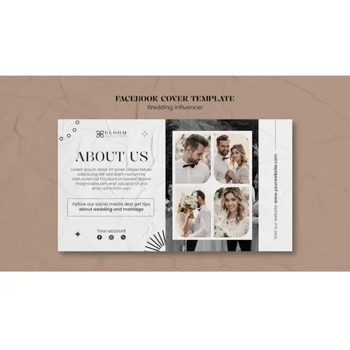 Flat design wedding influencer facebook cover template