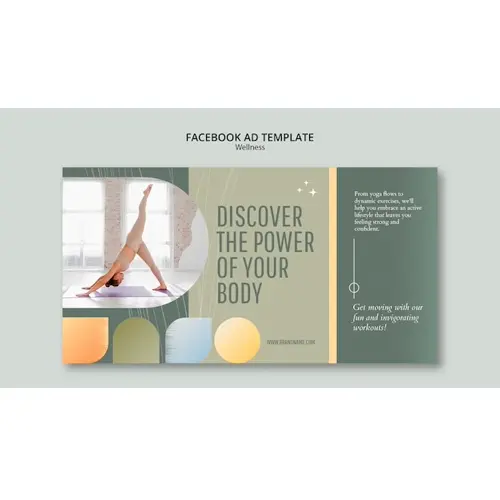 Flat design wellness concept facebook template