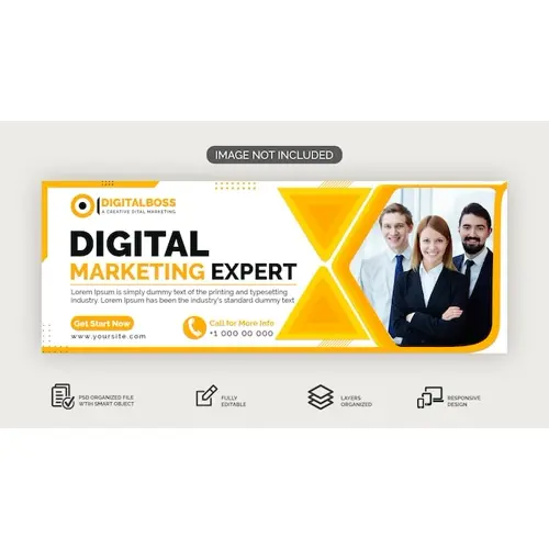 Flat Modern Digital Marketing Expert Facebook Cover Template