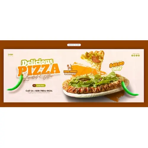 Food menu and delicious pizza Facebook cover banner template