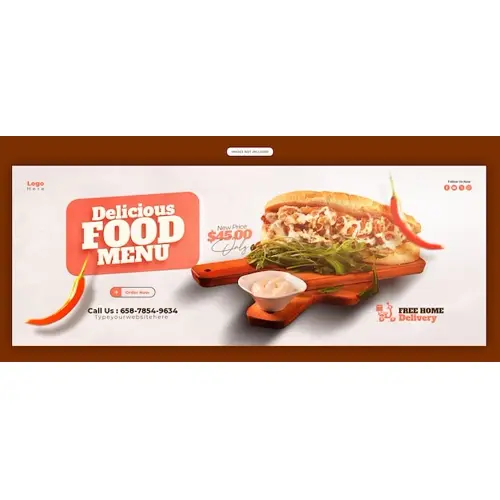 Food menu and restaurant Facebook cover banner template