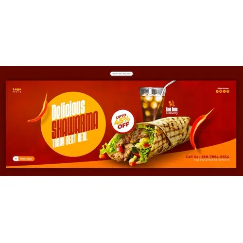 Food menu and restaurant Facebook cover banner template