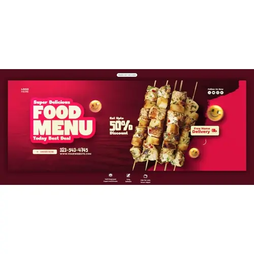 Food menu and restaurant Facebook cover banner template