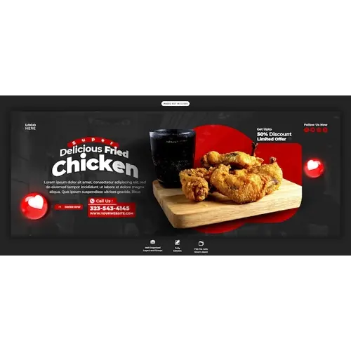 Food menu and restaurant Facebook cover banner template