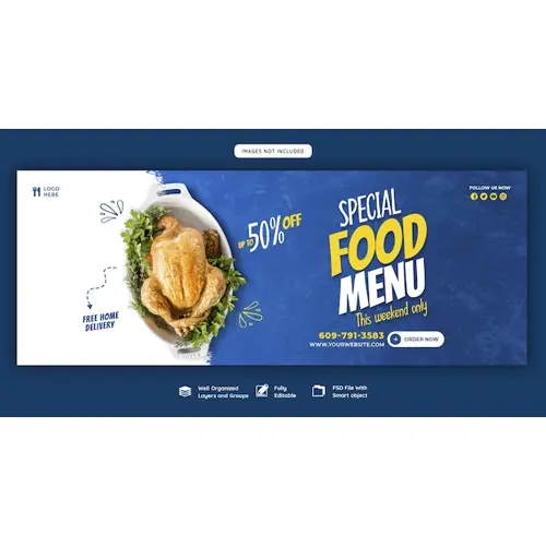 Food menu and restaurant facebook cover template