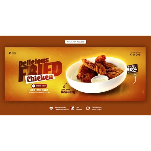 Food menu and restaurant Facebook cover template