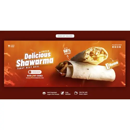 Food menu and restaurant Facebook cover template