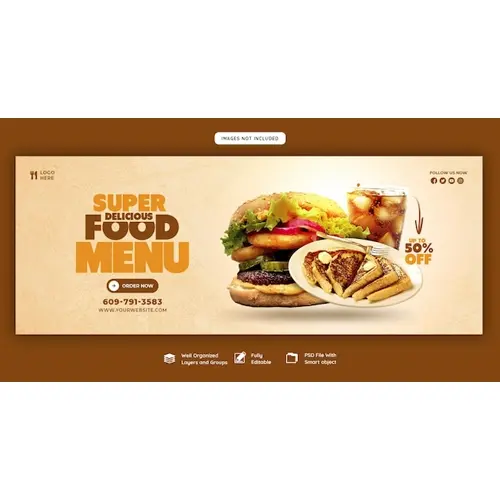 Food menu and restaurant Facebook cover template