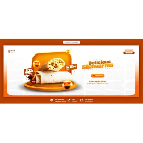 Food menu and restaurant Facebook cover template
