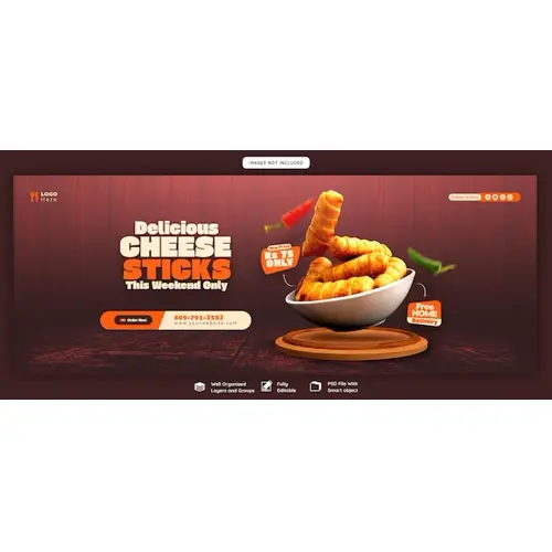 Food menu and restaurant Facebook cover template