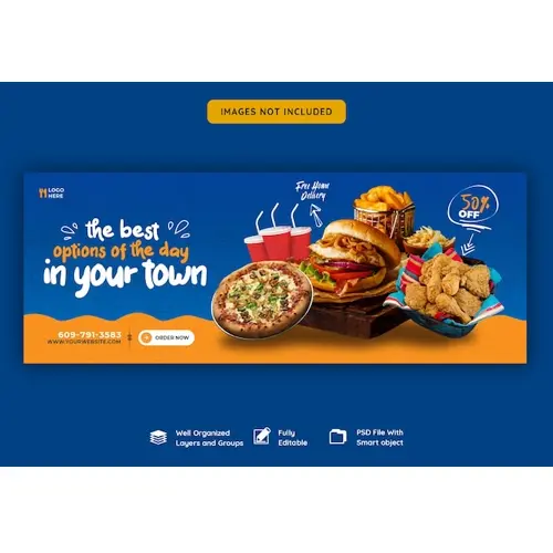 Food menu and restaurant facebook cover template