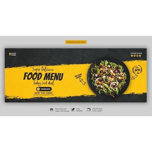 Food menu and restaurant Facebook cover template