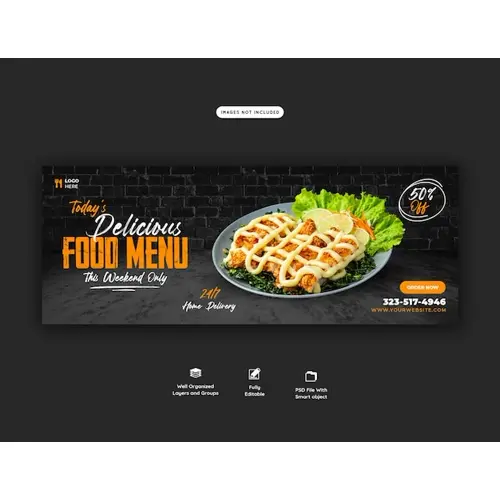 Food menu and restaurant facebook cover template