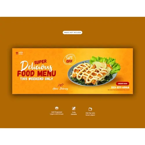 Food menu and restaurant facebook cover template