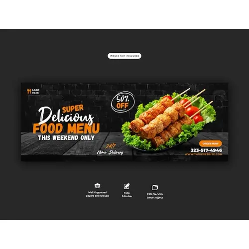 Food menu and restaurant facebook cover template