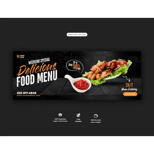 Food menu and restaurant facebook cover template
