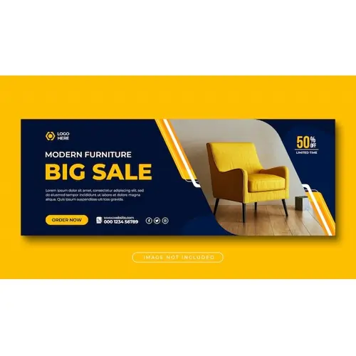 Furniture product sale facebook cover design or web banner template