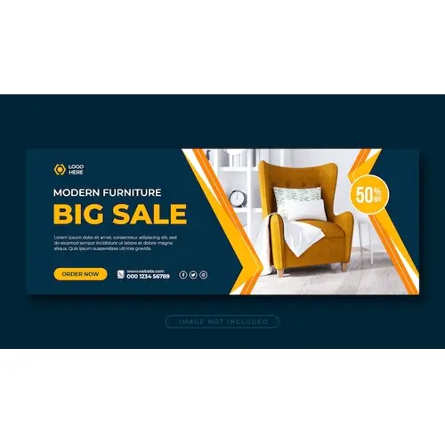 Furniture sale facebook cover design or web banner template