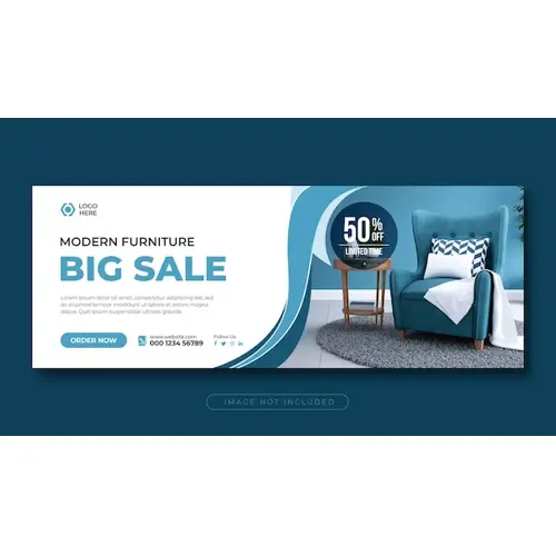 Furniture sale facebook cover design or web banner template