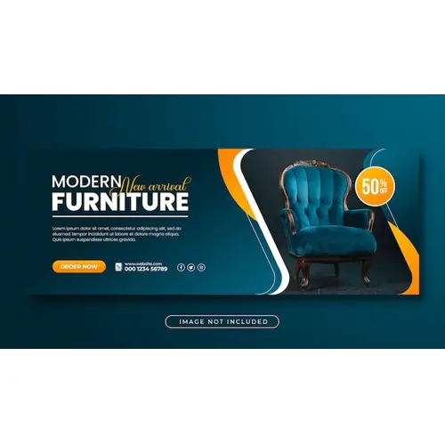 Furniture sale facebook cover design or web banner template