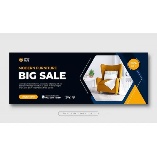 Furniture sale facebook cover design or web banner template