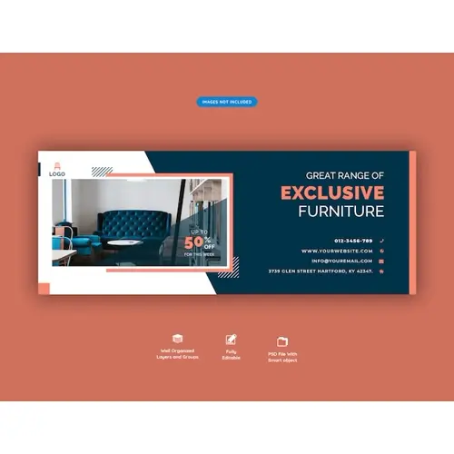 Furniture sale facebook cover template Premium Psd