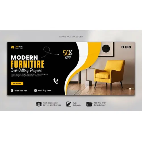 Furniture social media facebook cover template and web banner design