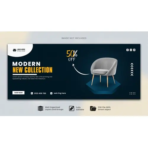 Furniture social media facebook cover template and web banner design