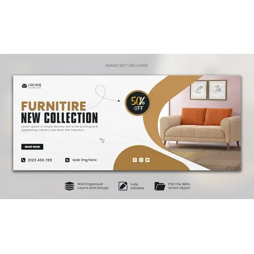 Furniture social media facebook cover template and web banner design