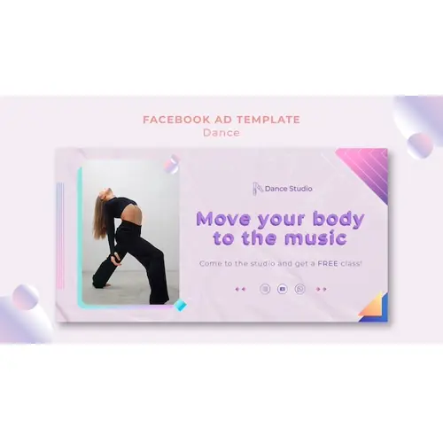 Geometric dance lessons facebook template