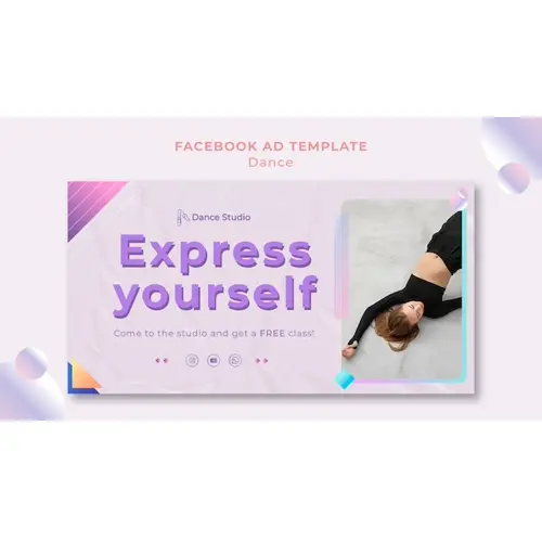 Geometric dance lessons facebook template
