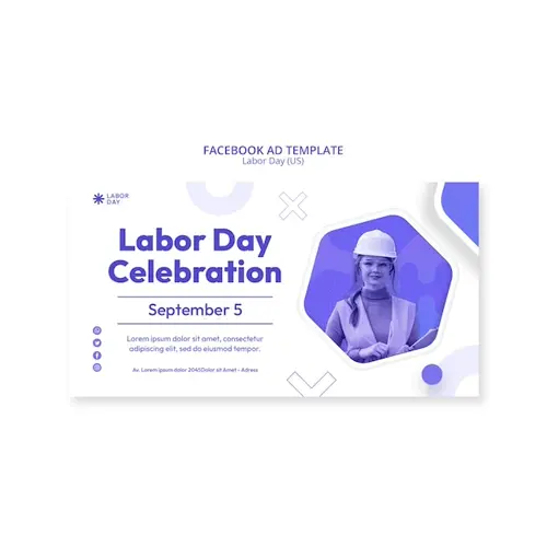 Geometric labor day us  facebook template