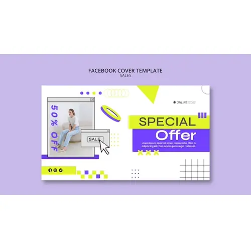 Geometric sales offer facebook cover