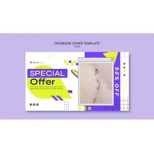 Geometric sales offer facebook cover